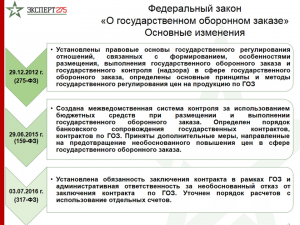 фз 275 от 01.07.2015 о гособоронзаказе в новой редакции фз 275 от 01.07.2015 о гособоронзаказе в новой редакции